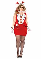 Female White Rabbit from Alice in Wonderland, costume dress, ruffles, hearts, XL to 4XL
